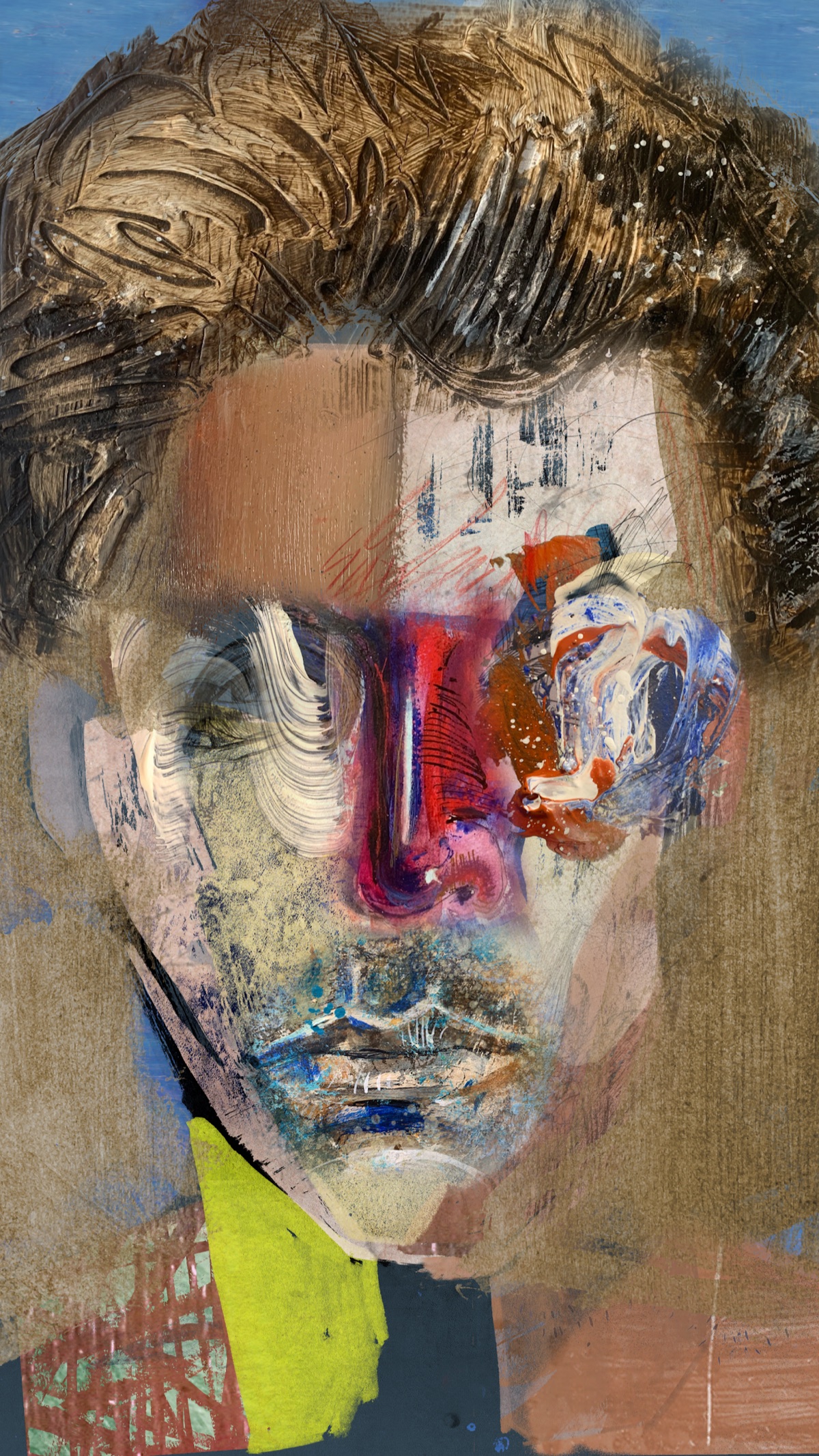 The Face Beneath the Signal — unique art print UB022-001